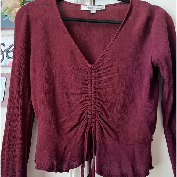Gypsies and Moondust Maroon Flare Blouse Flowy and feminine Spring/Winter sale - Picture 6 of 6